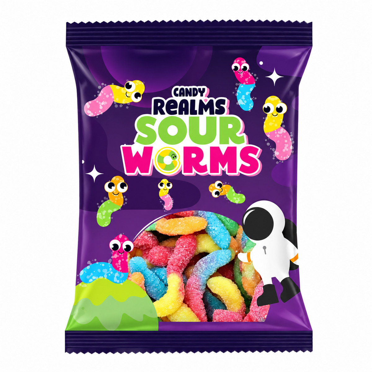 Candy Realms Sour Worms Bag 170g