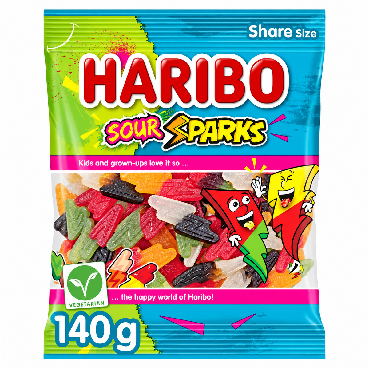 HARIBO Sour Sparks Fruit & Cola Gums 140g