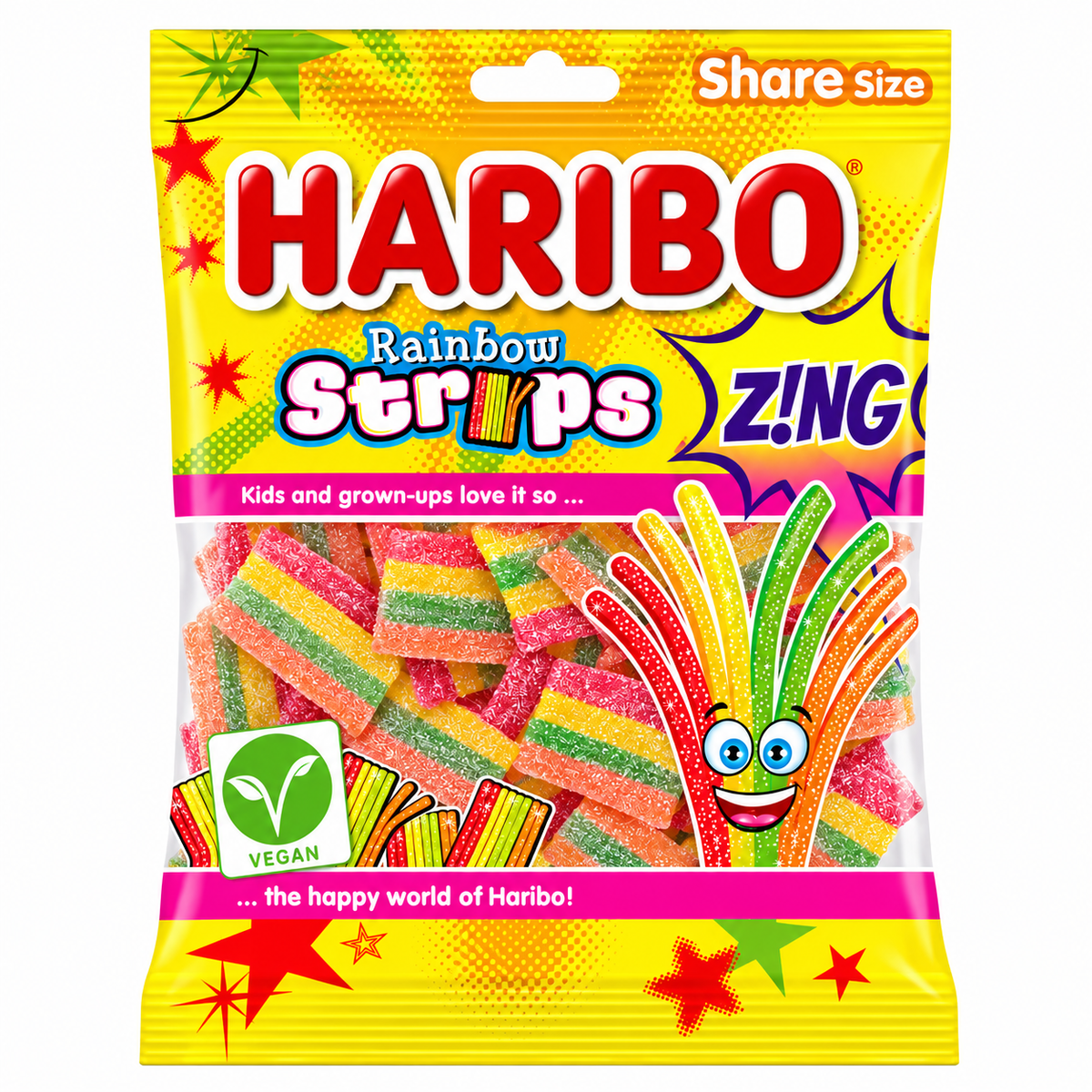 HARIBO Rainbow Strips Zing Fizzy Chewy Sweets 130g