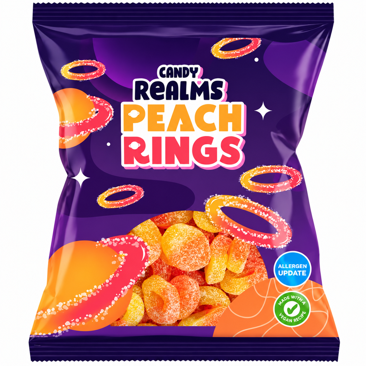 Candy Realms Peach Rings Bag 160g