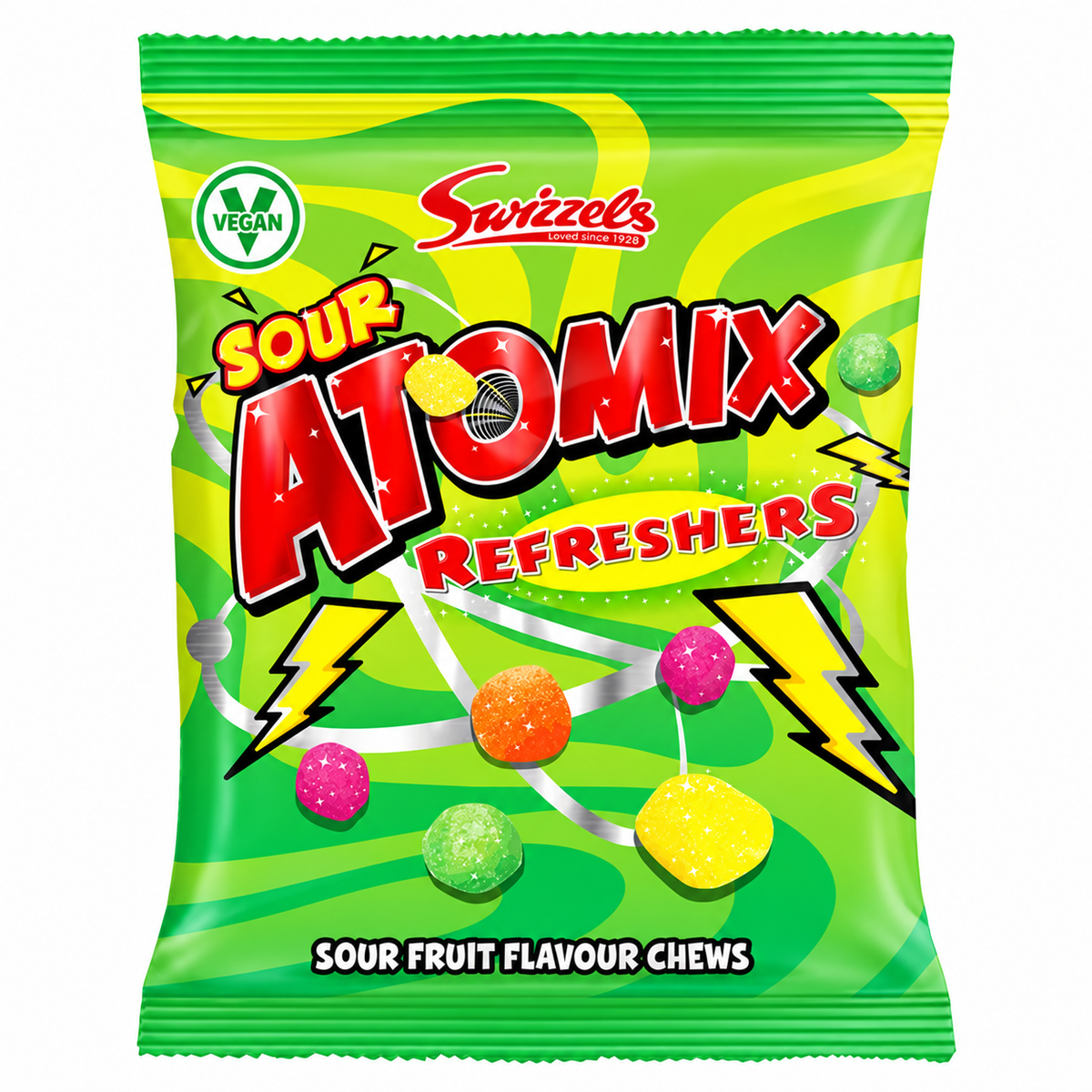 Swizzels Atomix Refreshers Sour Fruit Flavour Chews 100g
